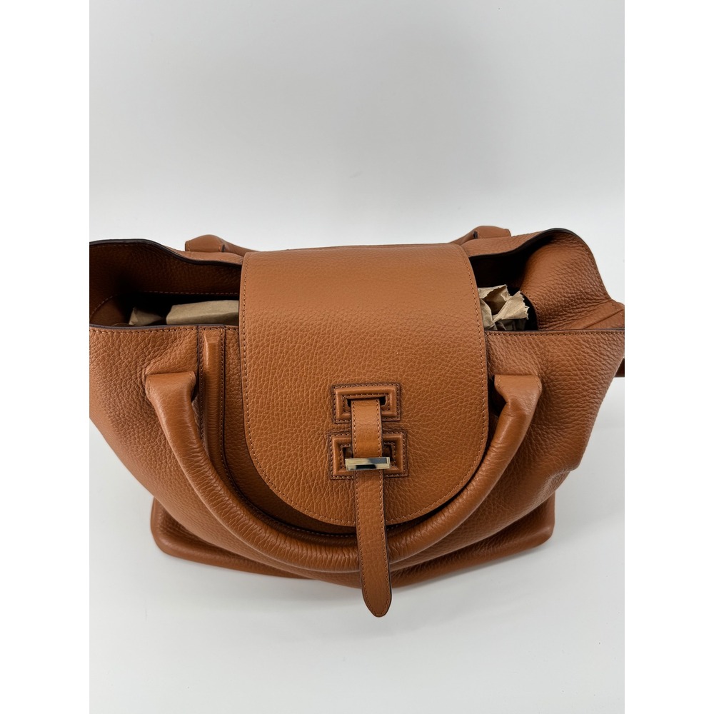 Meli Melo Thela Medium Tan Pebbled Leather Tote Bag Made in Italy with Pouch